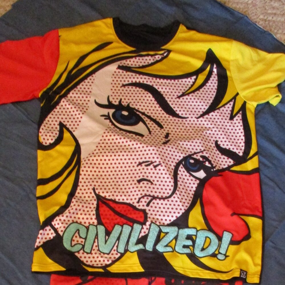 2018 CivilizeD Brand Men's Multicolored Cartoon Tee Shirt   Sz L